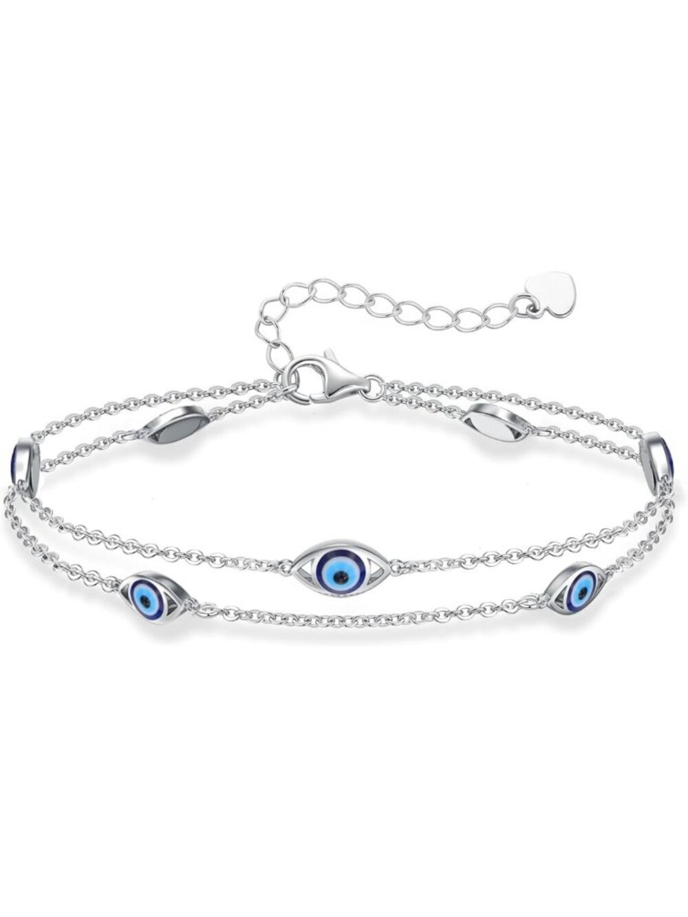 Adjustable 925 Sterling Silver Ankle Bracelet - Evil Eye, Dolphin, Turtle